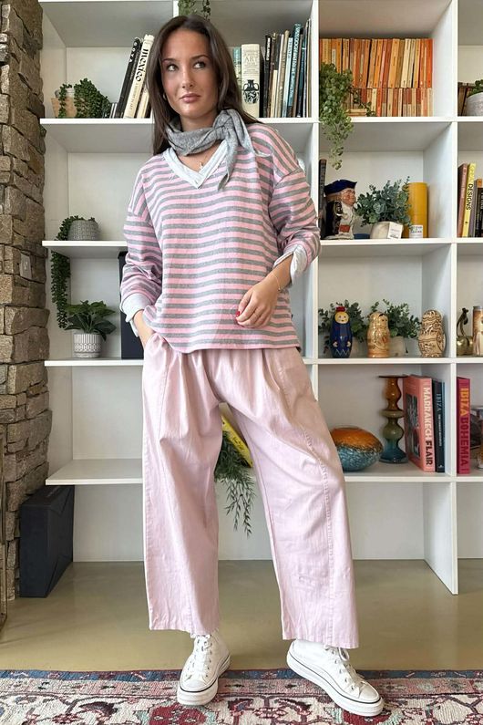 Gaberdine Barrel Pant Rose 
